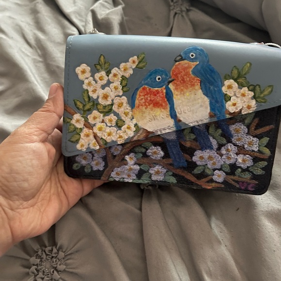 Swiss Polo bag in blue with hand painted - Picture 4 of 6